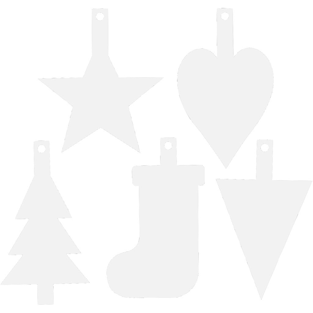 Kerst ornamenten, h: 23,5-26,5 cm, b: 15,5-20,5 cm, wit, 100 stuk 1 doos