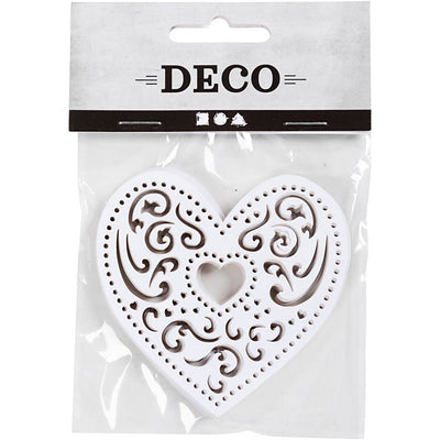 Cuore tagliato al laser Creativ Company, l: 7,5 cm, 250 g, bianco, 18 pezzi 1 scatola