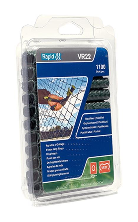 Rapid vr22 hekwerk hogringen - groen gelamineerd - 1100 nietjes