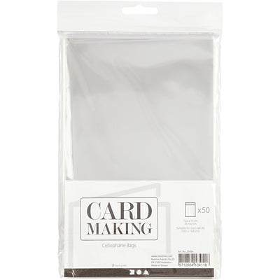 Sacchetti di cellophane dell'azienda Creativ, h: 16 cm, l: 12,5 cm, spessore 30 my, 50 pezzi 1 scatola