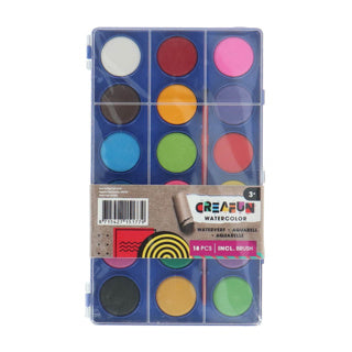 Tavoletta per acquerello Creafun con 18 colori e pennello | 12 pezzi