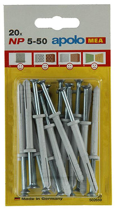 Celo 1015390 - 20 tasselli per chiodi in nylon np 502759 5x50mm | 5 pezzi
