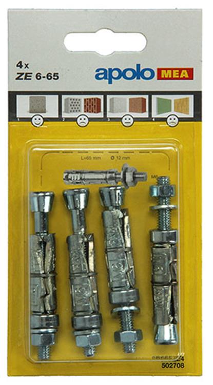 Celo 1015459 - 4 anclajes de expansión cada 12mm + varilla roscada 502708 6x65mm | 5 piezas