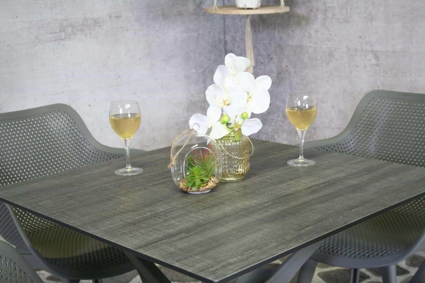 Sens mesa de jardín jaspe 80x80cm gris oscuro