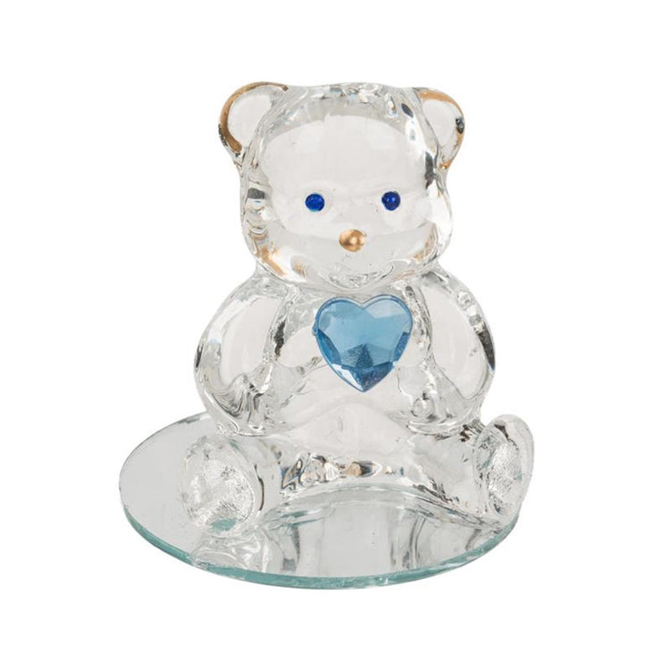 Out of the blue glazen beer met hart ca. 4,5cm in doosje