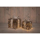 Anna's collection verlichte cadeaudoosjes set van 2 50 led classic warm 15x15x17cm 20x20x23cm werkt op 3xaa batterijen met timer