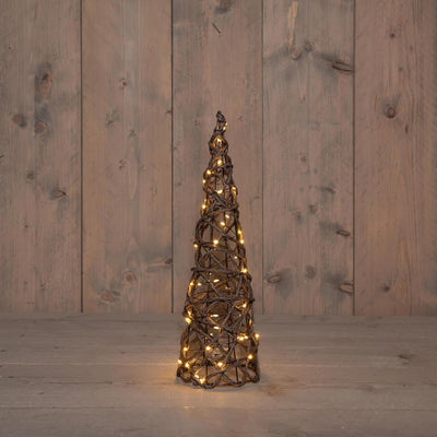 Cono illuminato della collezione Anna 60LED classicwarm 40cm funziona con batterie 3XAA con timer da 6 ore