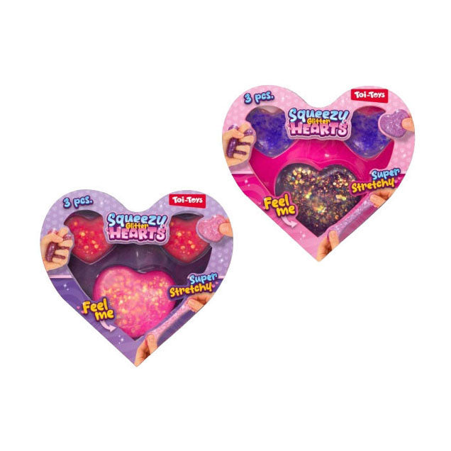 Toi-toys glitter figurine da spremere cuori - 3 pz.