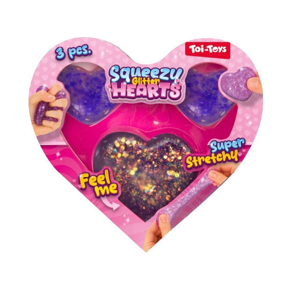 Toi-toys glitter figurine da spremere cuori - 3 pz.