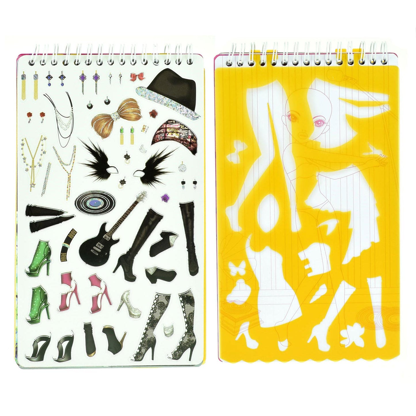 Sketchbook rockster con adesivi, diamanti e modelli