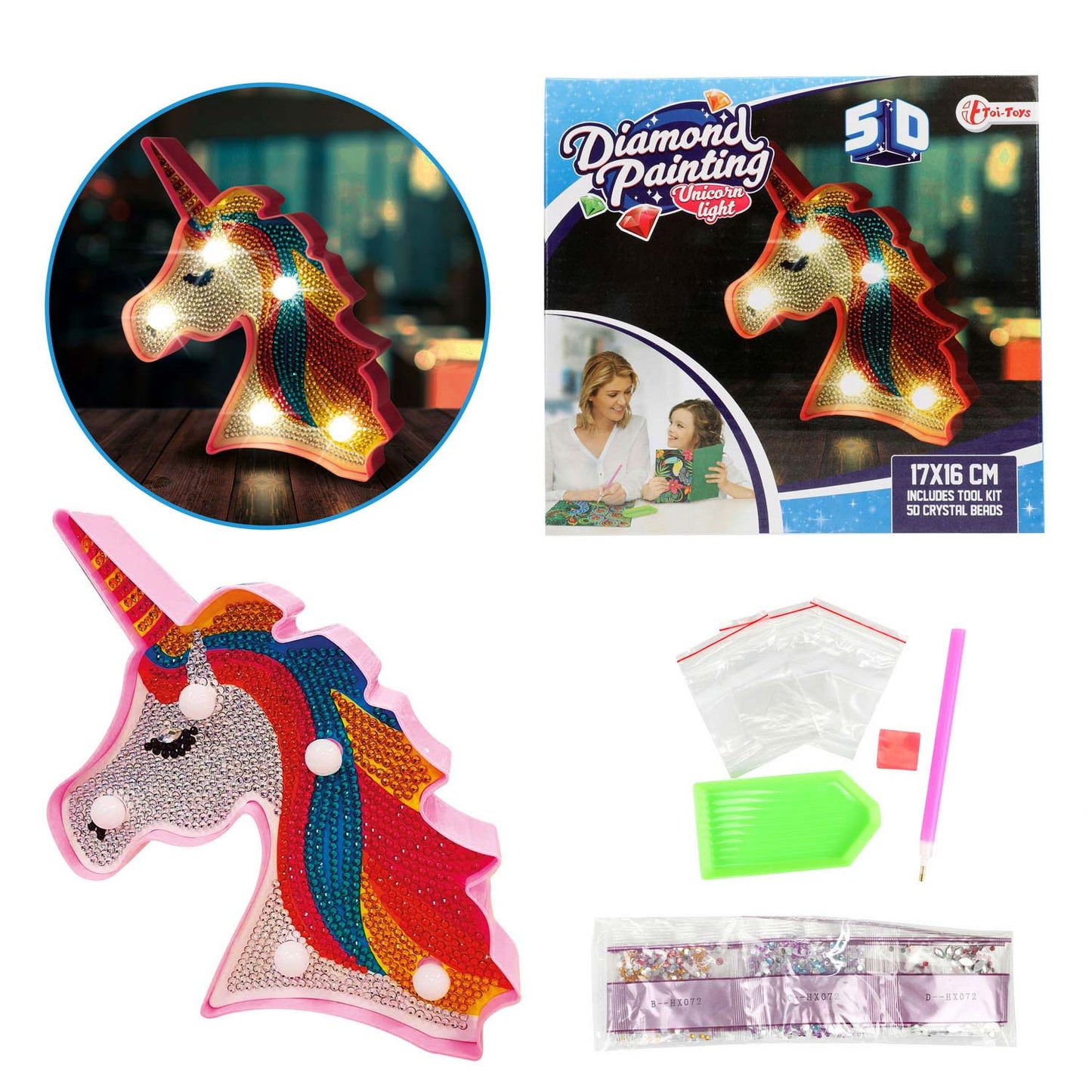 Lámpara de pintura de diamantes unicornio