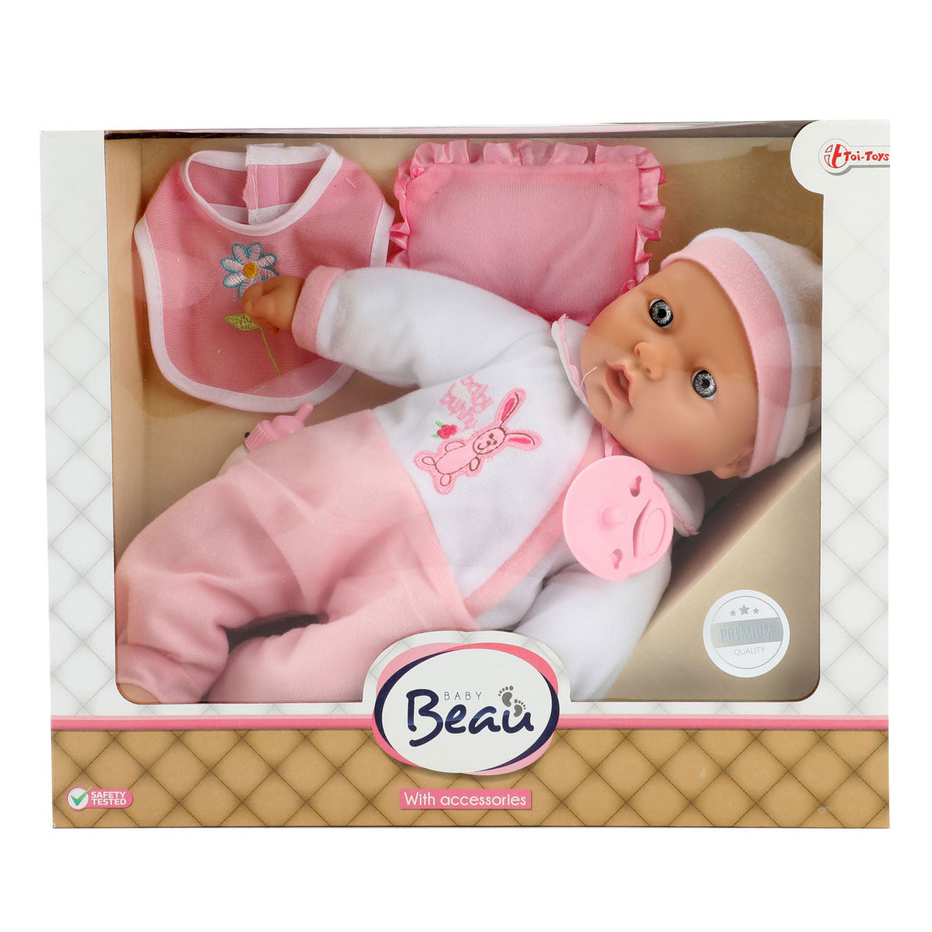 Baby Beau Babypop con botella y babero, 40 cm