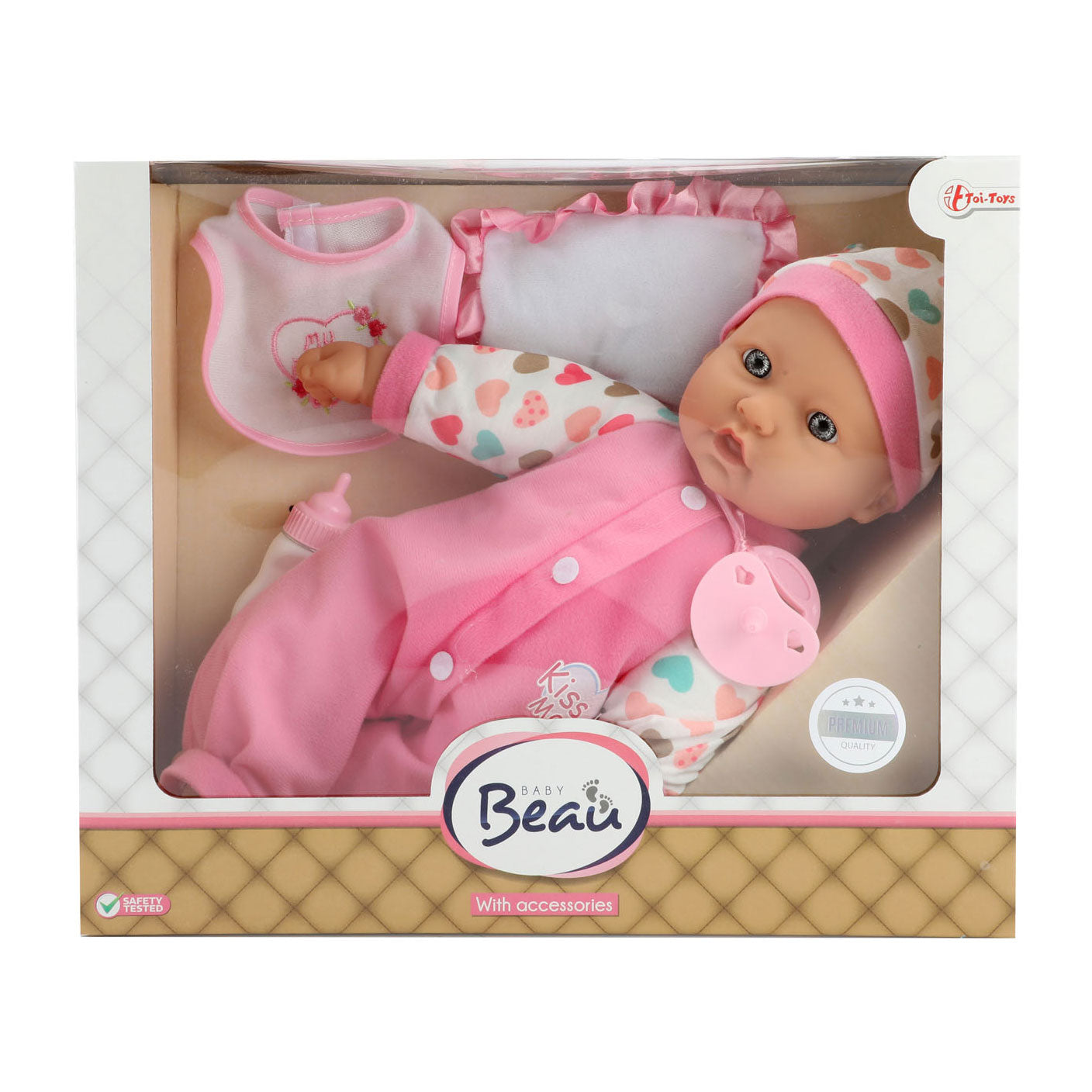 Baby Beau Babypop con botella y babero, 40 cm