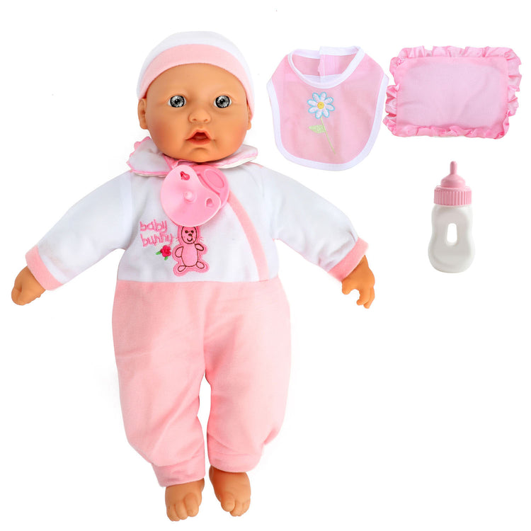 Toi-toys baby beau babypop met fles en slabber, 40cm