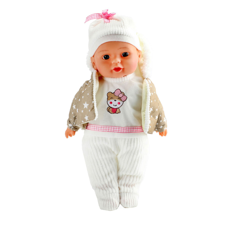 Beau Babypop 32 cm + atuendo de invierno y botella