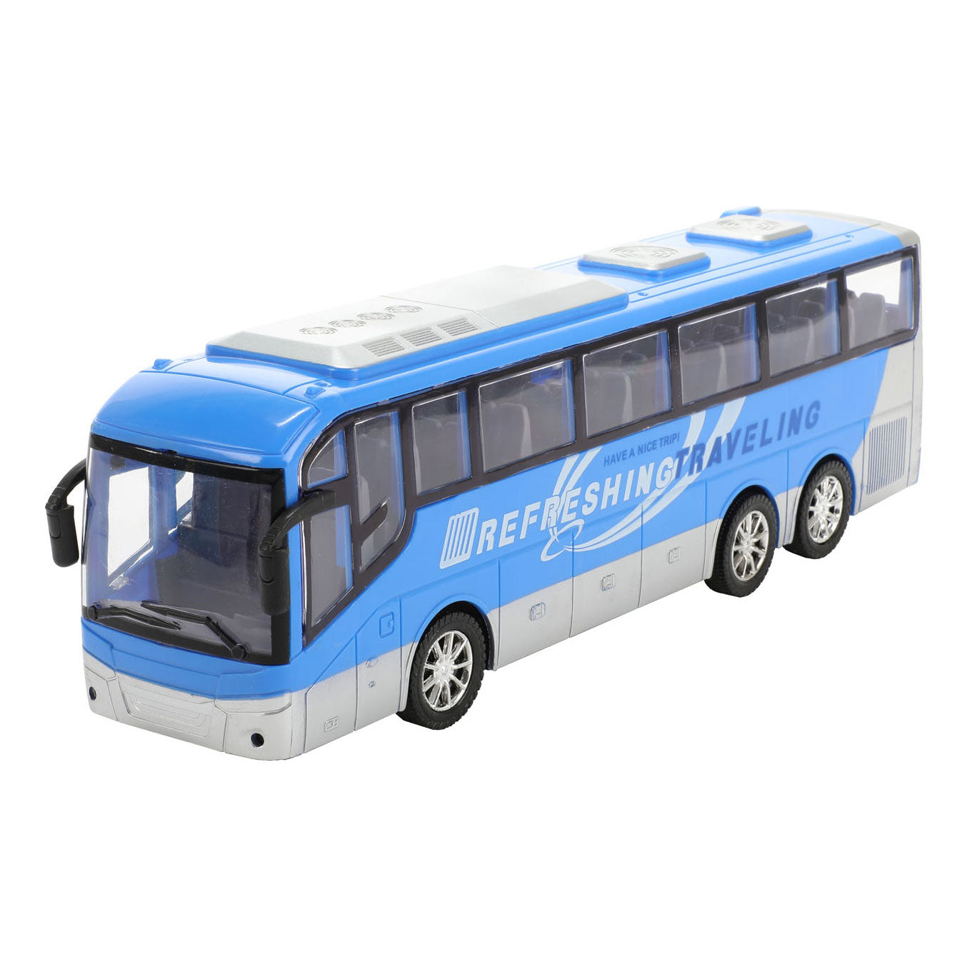 Cars trucks vehicool reisbus blauw frictie - 32cm