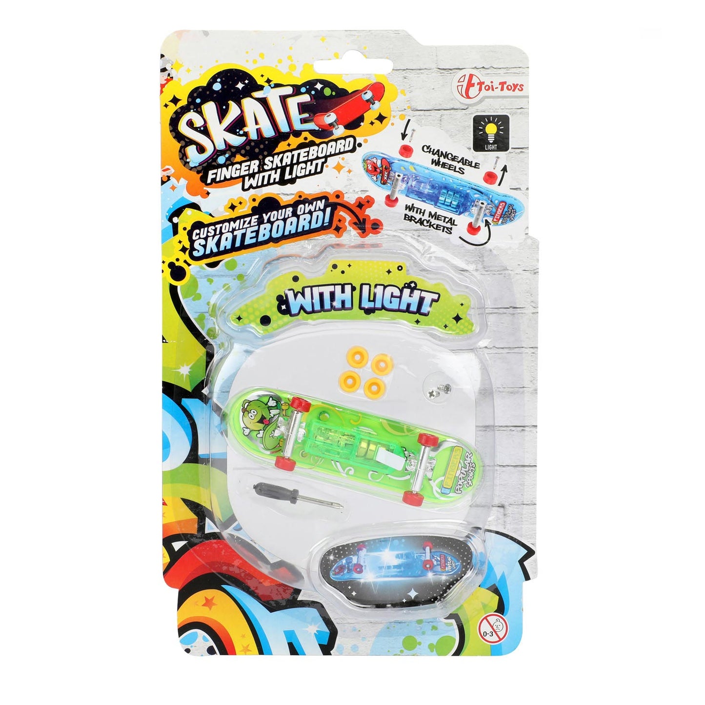 Toi-toys Skateboard di dita con ruote leggere e extra