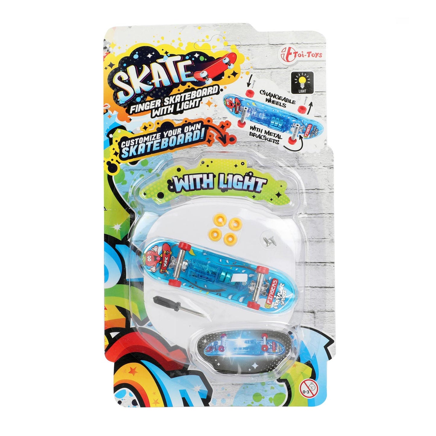 Toi-toys Skateboard di dita con ruote leggere e extra