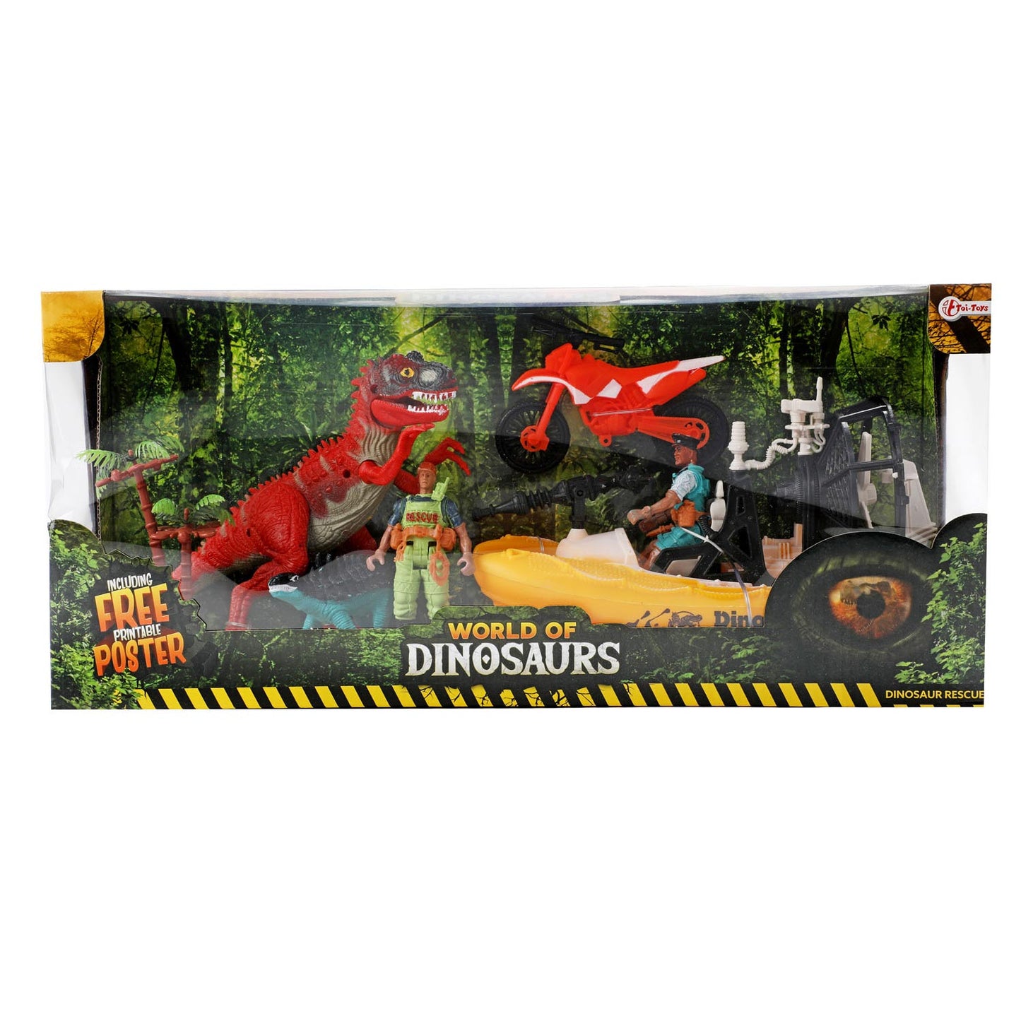 World of Dinosaurs Play Set Boat y Motorcycle con dinosaurios