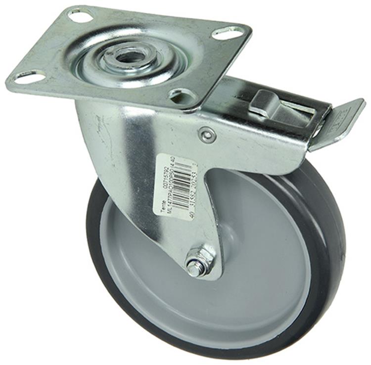 Mack by tente 1003696 - rubber zwenkwiel 2 kogell.met rem ø100mm | 4 stuks