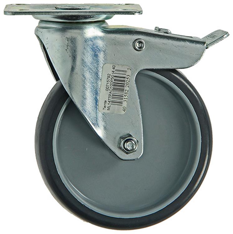 Mack by tente 1003696 - rubber zwenkwiel 2 kogell.met rem ø100mm | 4 stuks