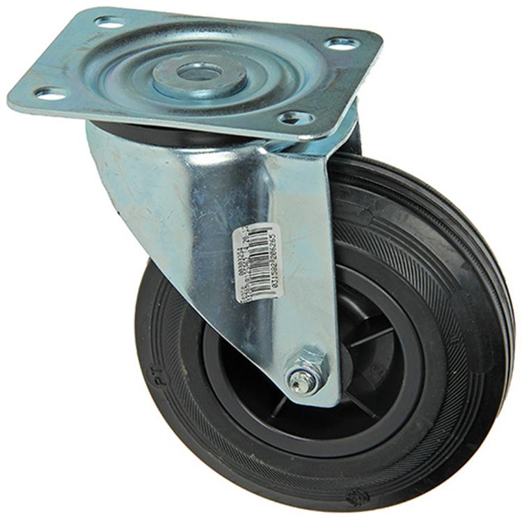 Mack by tente 1049125 - Placa de montaje de rueda giratoria de goma con borde de nailon 125 mm | 8 piezas