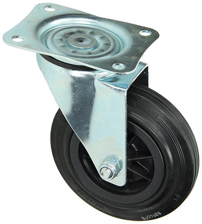 Mack by tente 1049128 - Placa de montaje de rueda giratoria de goma con borde de nailon 160 mm | 4 piezas