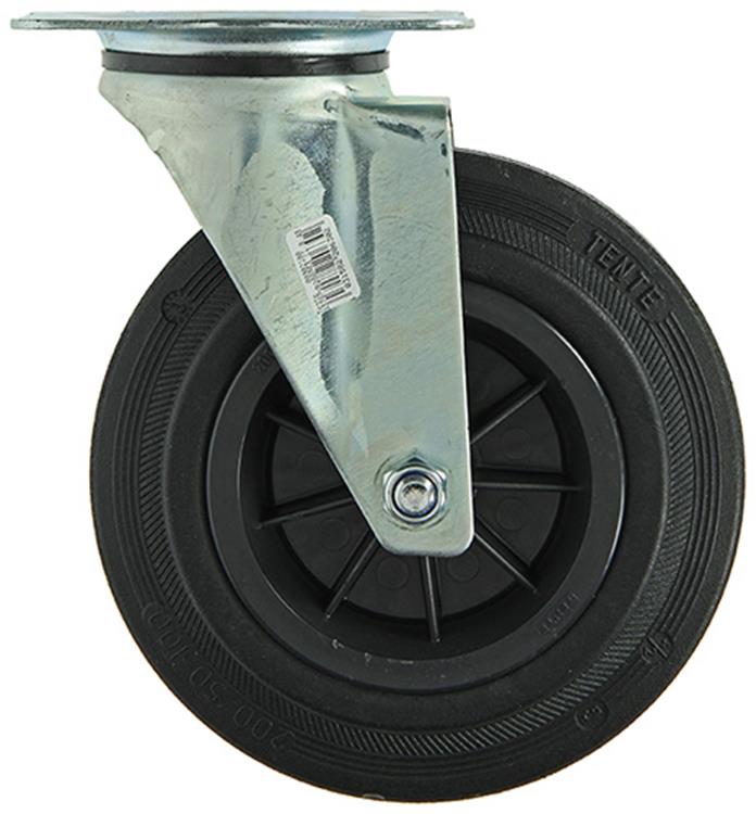 Mack by tente 1049130 - placa de montaje de rueda giratoria de goma con borde de nailon 200 mm | 4 piezas