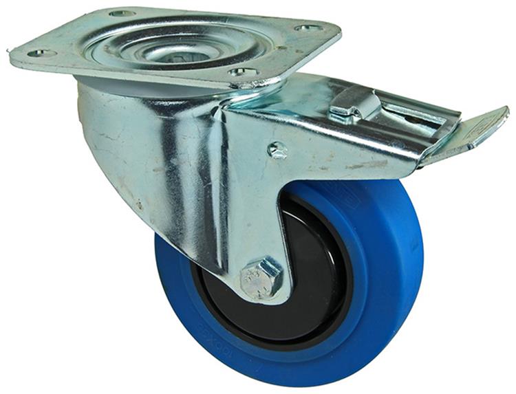 Mack by tente 1058943 - ruota girevole, battistrada in gomma blu e freno 100 mm | 4 pezzi