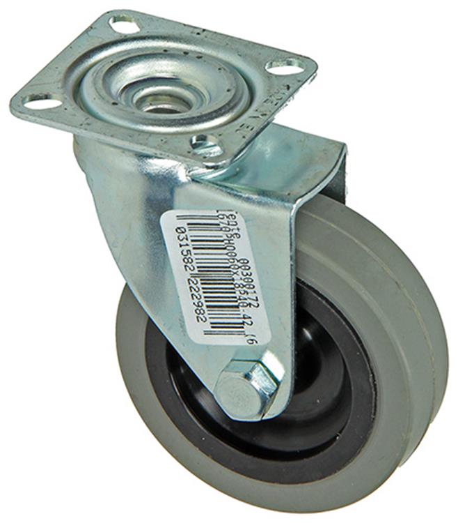 Mack by tente 1013184 - rullo in gomma 2 cuscinetti a sfera con piastra 60mm | 12 pezzi