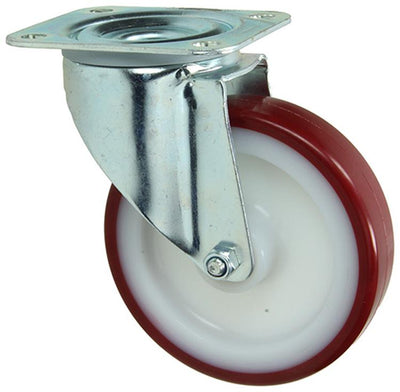 Mack by tente 1058934 - zwenkwiel gespoten pu loopvlaknylon velg met plaat 125 mm | 4 stuks