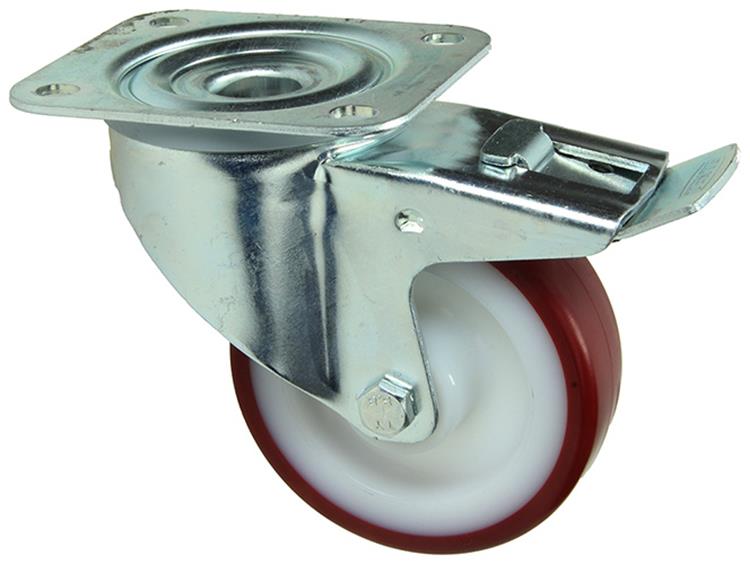 Mack by tente 1058933 - zwenkwiel gespoten pu loopvl nylon velg pl en rem 100 mm | 4 stuks