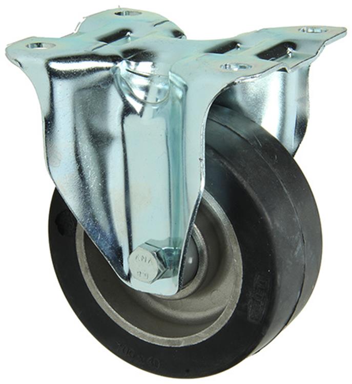 Mack by Tente 1058930 - ruota fissa con cerchio in gomma nera, piastra 100 mm | 4 pezzi