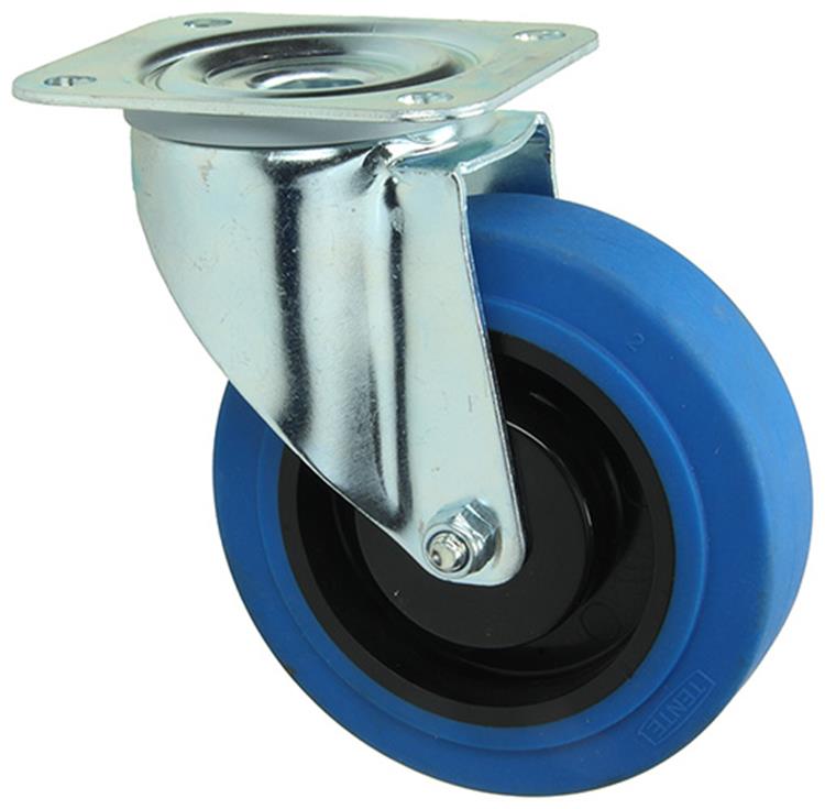Mack by tente 1058945 - ruota girevole, battistrada in gomma blu e freno 125 mm | 4 pezzi