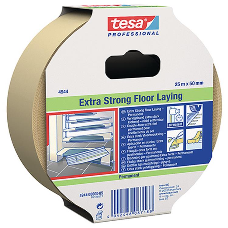 Tesa professional 1059201 - tapijttape extra sterk permanent 25m 50mm | 6 stuks