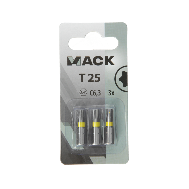 Mack 1018304 - punta de tornillo t25 l25mm 3uds | 5 piezas