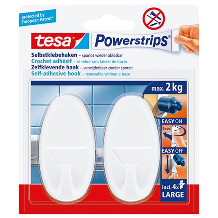 Tesa gancho l ovalado blanco