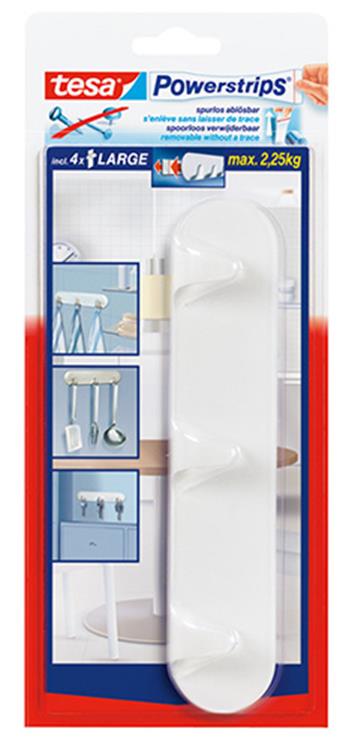 Tesa 1002613 - Porta prese multiple bianco | 6 pezzi