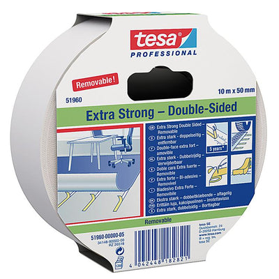 Tesa professional 1060248 - nastro per moquette rimovibile biadesivo 25m-50mm | 2 pezzi