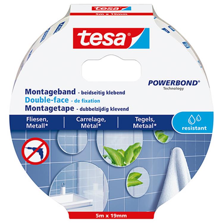 Tesa 1051184 - cinta de montaje powerbond® impermeable 5m:19mm | 5 piezas