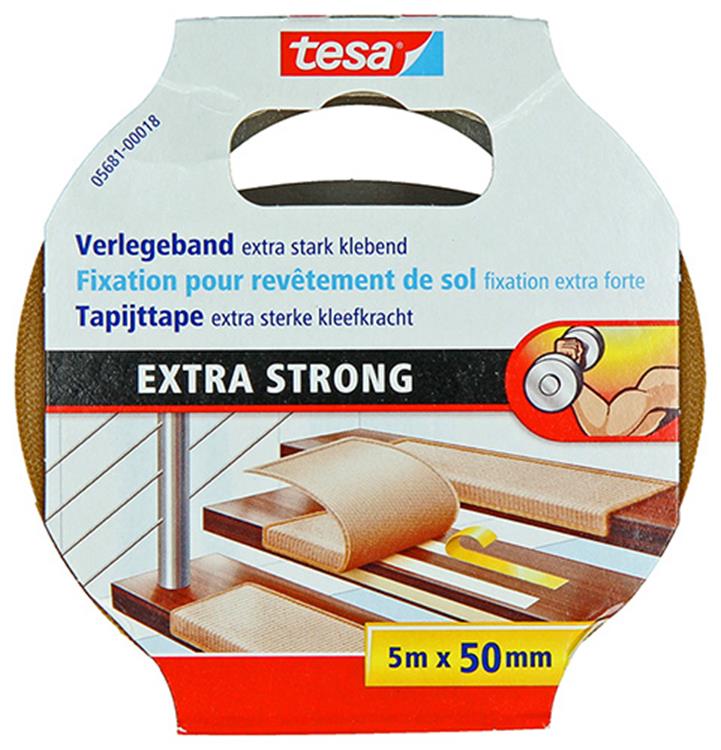 Tesa 1054487 - nastro per moquette extra forte 5 m x 50 mm | 6 pezzi