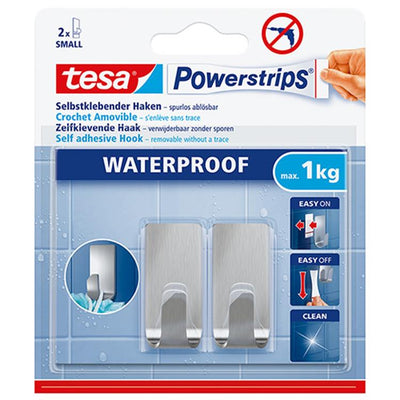 Tesa 1059022 - Prese multiple impermeabili con ganci in acciaio inox rettangolari piccole | 8 pezzi