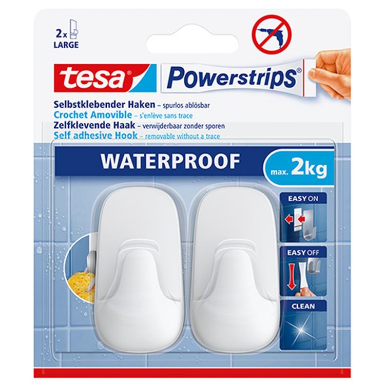 Tesa 1059023 - powerstrips waterproof haak wit large | 8 stuks
