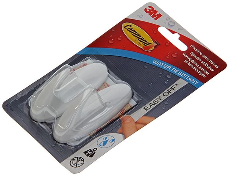 3m command decohaak, medium, draagvermogen 1,4 kg, wit, waterbestendig, blister van 2 stuks