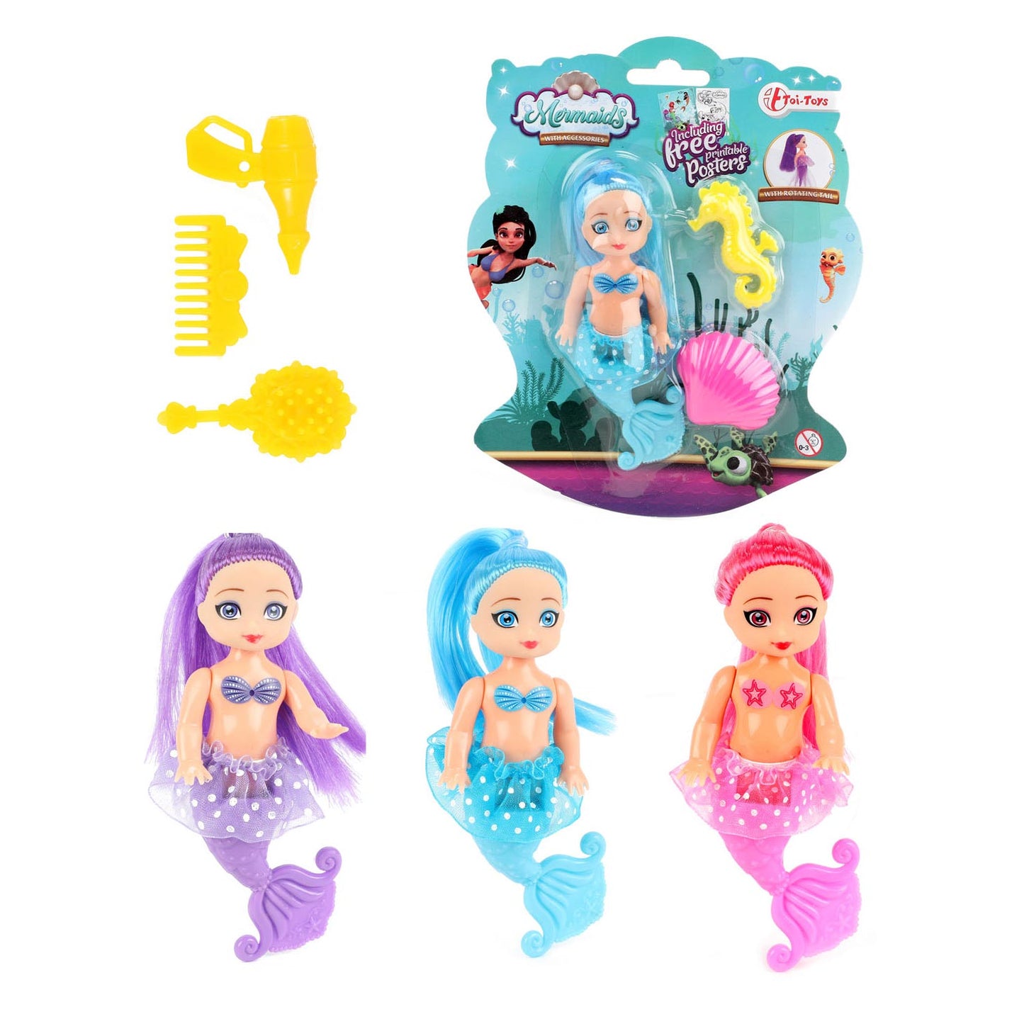 Mermaids Zeemeerminpop met Kammetjes, 12cm