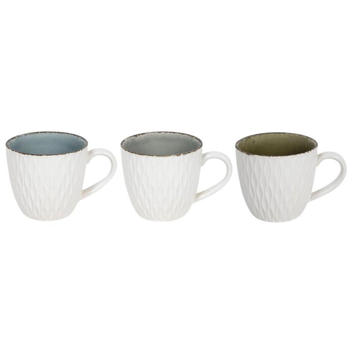 Svenska living coffee mug embossed white crackle 350ml 6 pcs