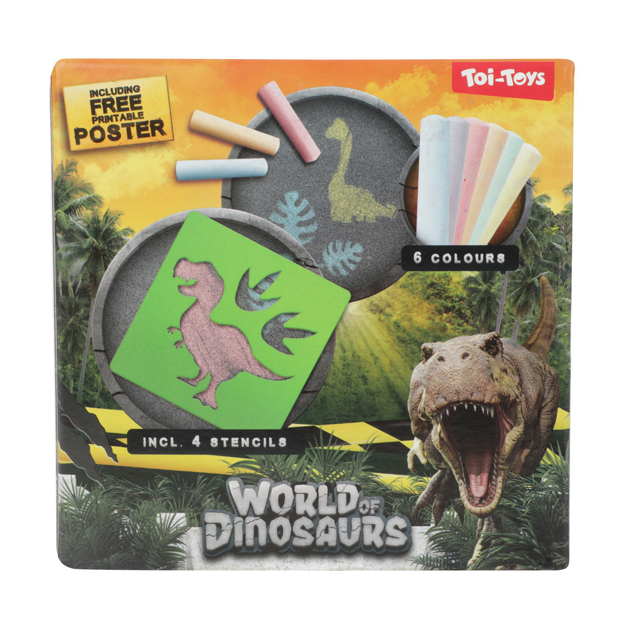 World of Dinosaur's Sidewalk Chalk con plantillas, 10dlg.