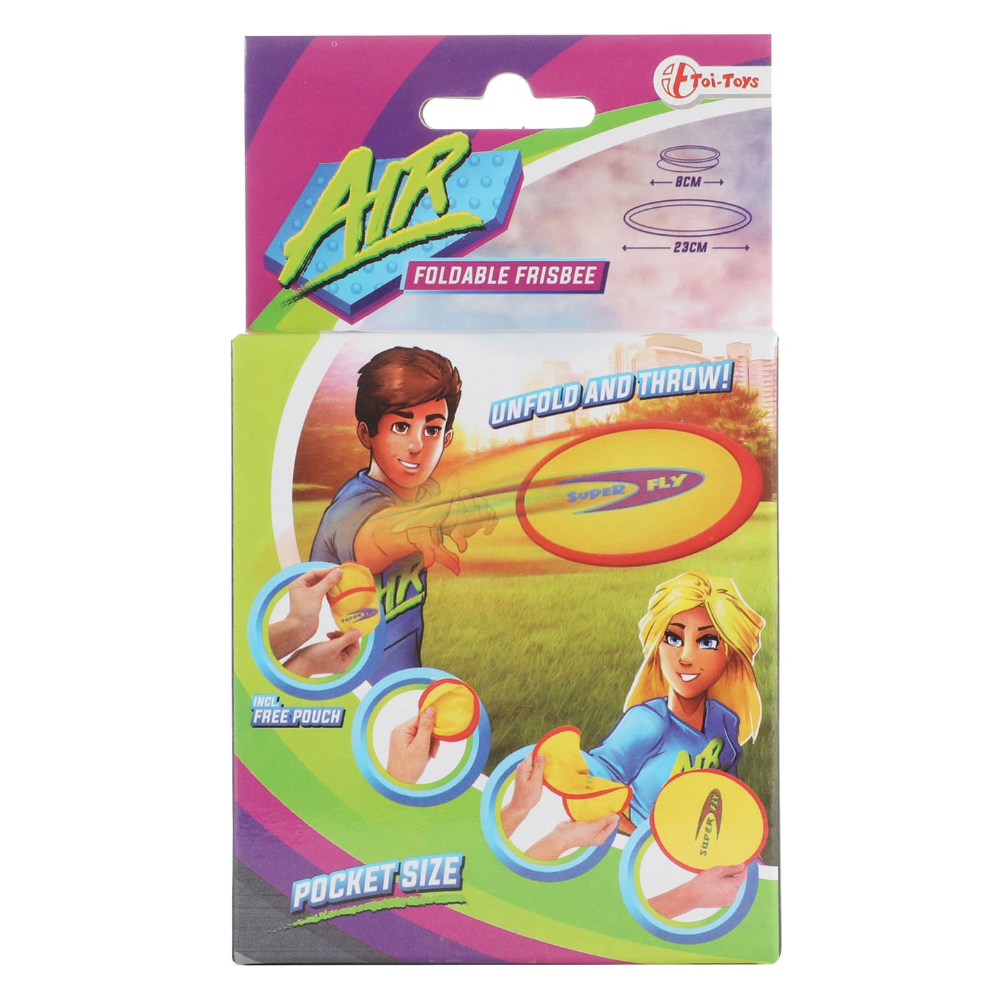 Toi-toys Air pieghevole frisbee tascabile con copertura