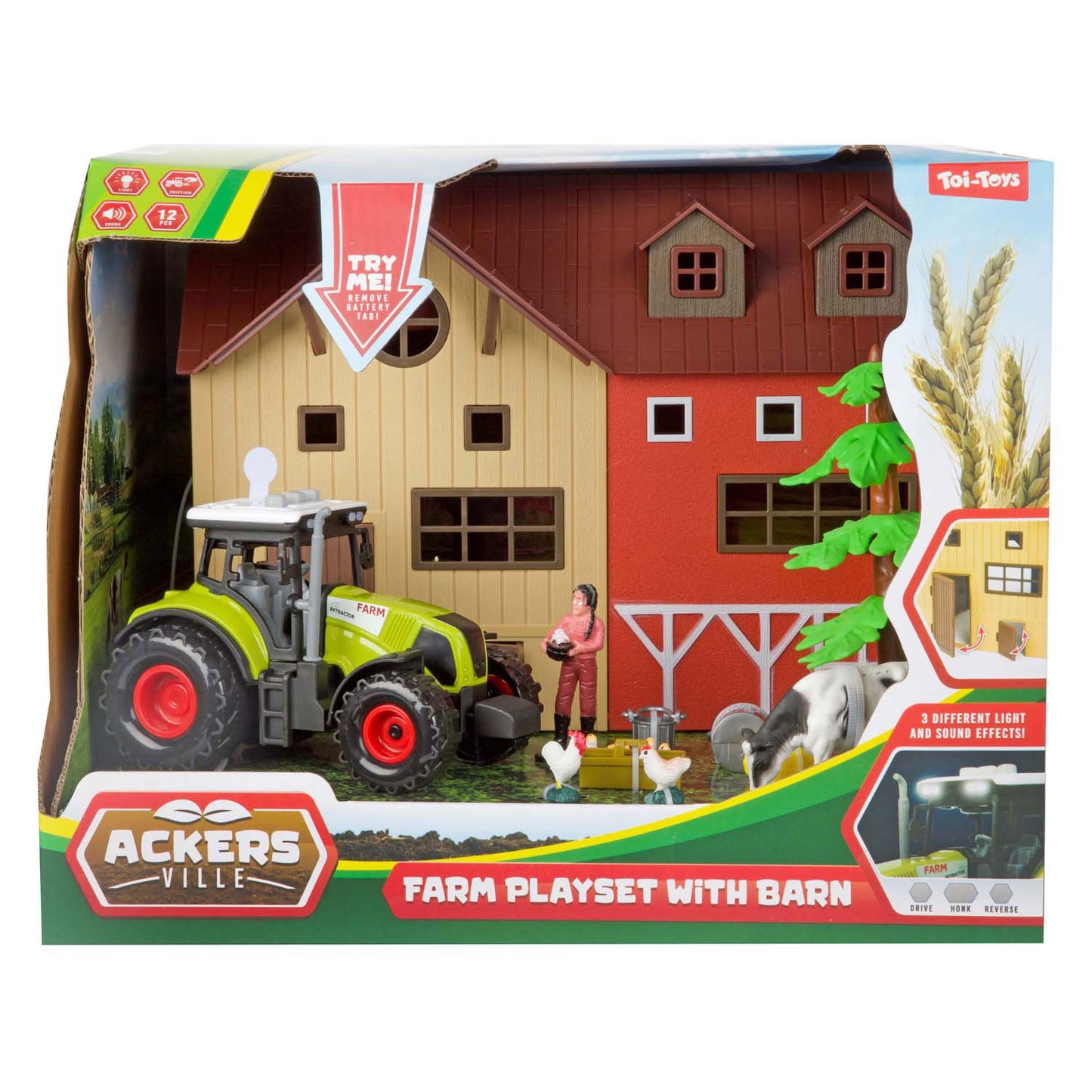 TOI-TOYS ACKERS VILLE Farm con Light and Sound Play set, 12dlg.