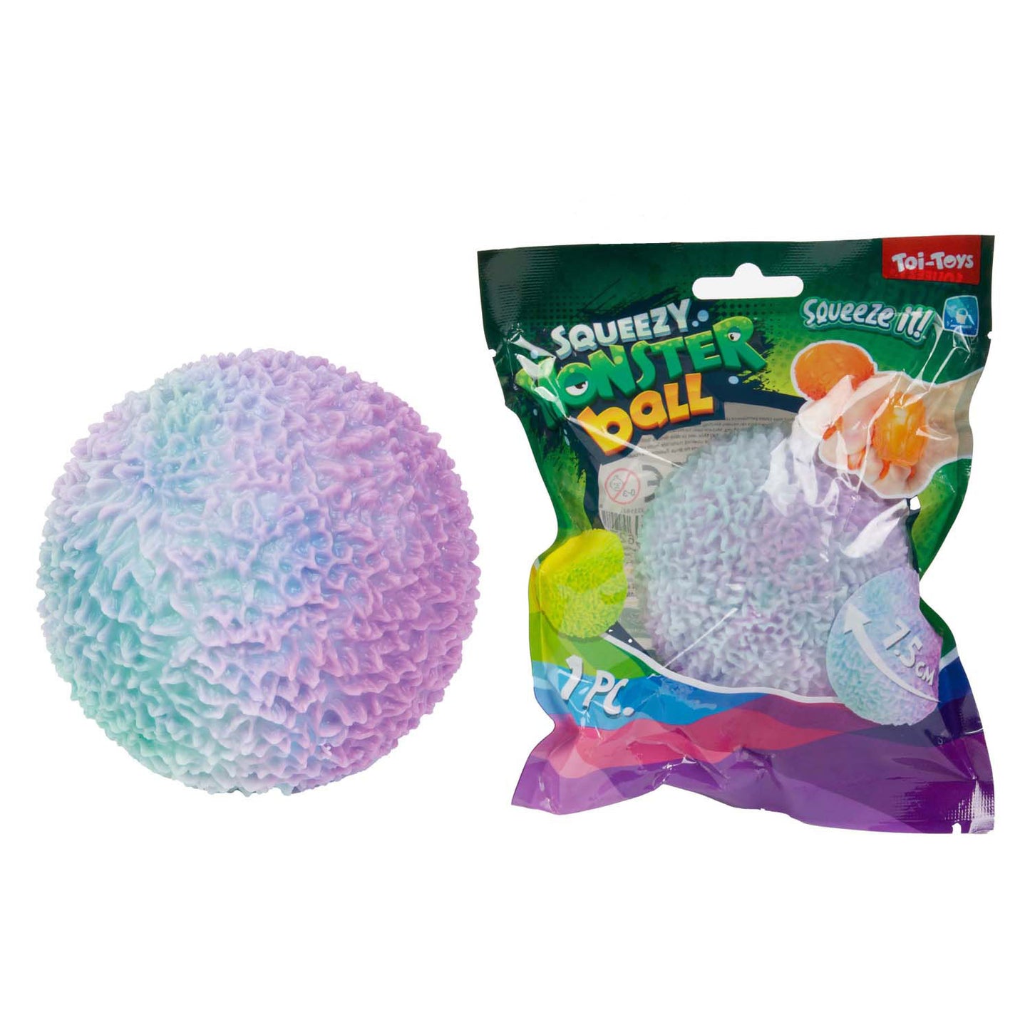 TOI-TOYS Fun Textuurknijmbal Moss lleno de espuma, 8 cm